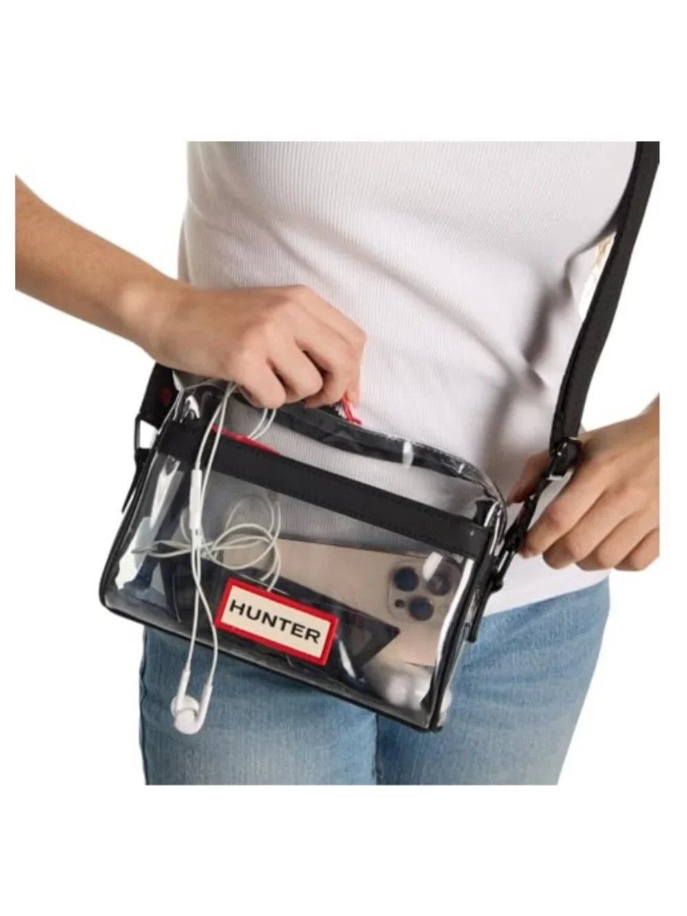 Clear Crossbody Bag Adjustable Strap Zippered Compartments